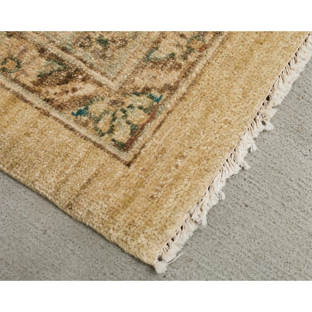 Sand Modern Sultanabad Style Square Rug Stylized Floral Motif For Sale - Image 8 of 12