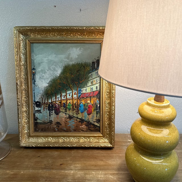 Vintage Impressionist Painting of Romantic Italian City Street Scene Oil on Canvas Painting For Sale - Image 6 of 8
