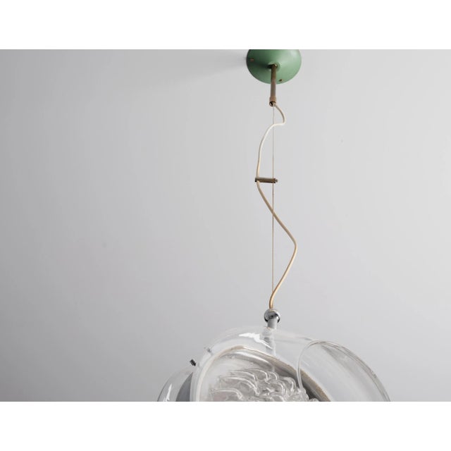 Gray Italian Pendant Lamp in Murano Glass and Brass, 1960s For Sale - Image 8 of 13
