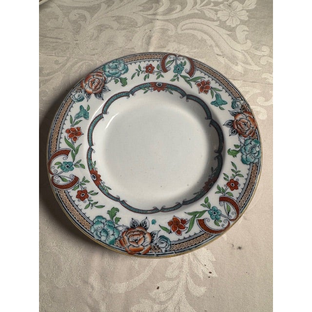 Ceramic Antique Rimmed Soup Bowls, Transferware. Anthony Shaw? "Java" Set of 8 For Sale - Image 7 of 11