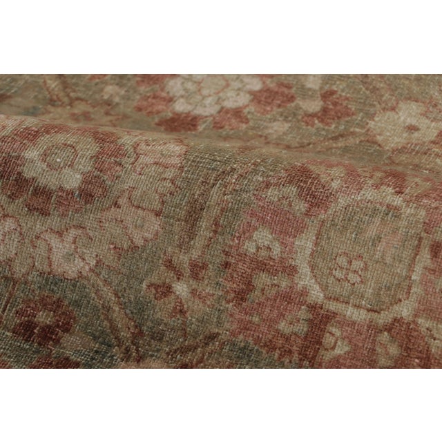 Vintage Persian Tabriz Rug, Sage Green & Rose Floral Pattern - Rug & Kilim For Sale In New York - Image 6 of 7