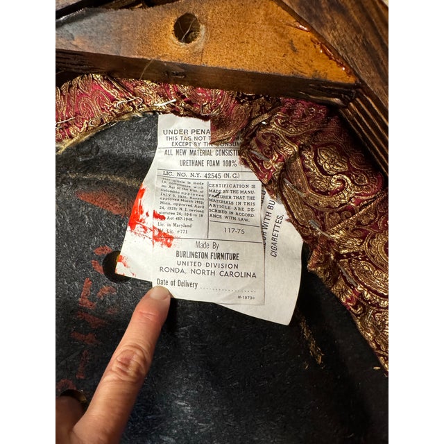 1970's Burlington Furniture Oak & Cane High-Back Dining Chairs, Set of 4 For Sale - Image 11 of 12