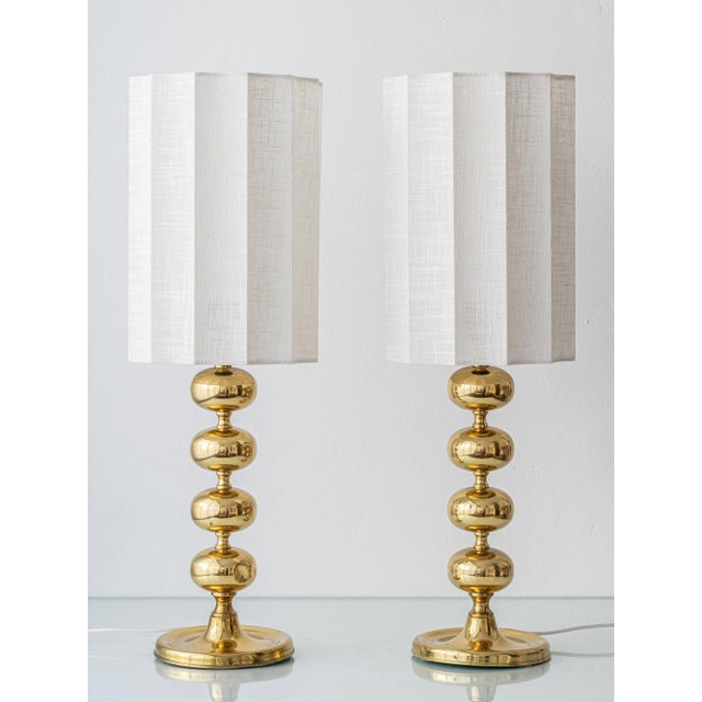 Mid-Century Modern Swedish Brass Bobbin Table Lamps from Aneta, 1960, Set of 2 For Sale - Image 16 of 16