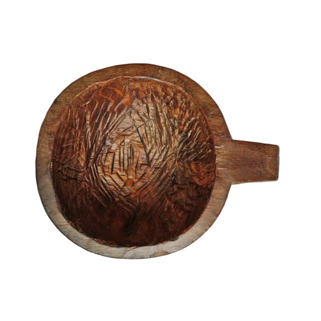 Rustic Antique Old Teak Nepal Rustic Bowl For Sale - Image 3 of 4