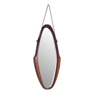 Wall Mirror with Wooden Frame and Rope, 1960 For Sale