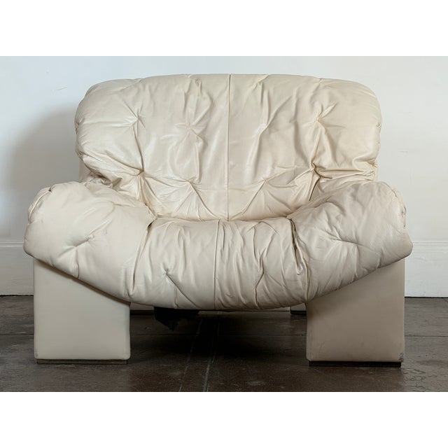 Mid-Century Modern Vintage 1970s Swiss Leather Chair For Sale - Image 3 of 12