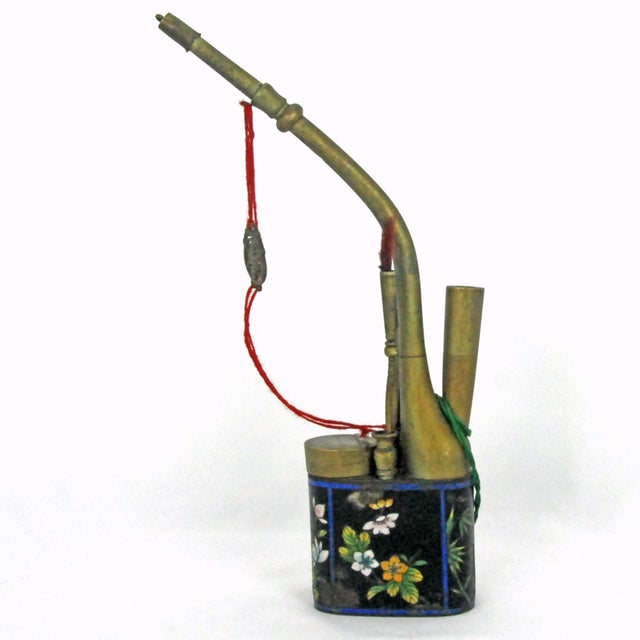 Late 19th Century Chinese Cloisonne Pipe With Script and Fittings Late 19th Century For Sale - Image 5 of 17