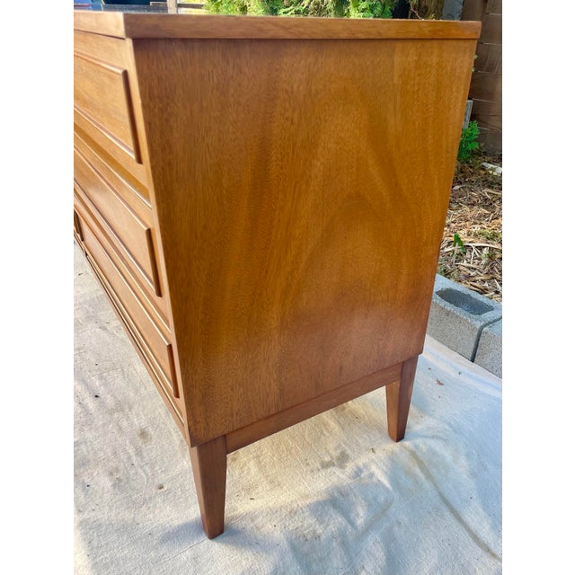 Dixie Furniture Co. Vintage Dixie Furniture Co. Walnut 6-Drawer Lowboy Dresser, Mid-Century Modern For Sale - Image 4 of 10