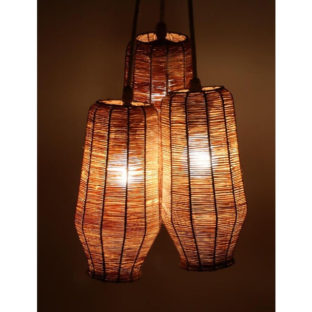 Mid-Century Modern Straw Pendant Lights, 1950s, Set of 3 For Sale - Image 12 of 17