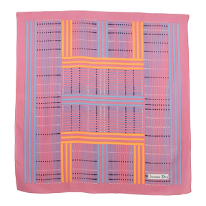 Christian Dior Paris Silk Scarf Geometric Print in Pink and Apricot