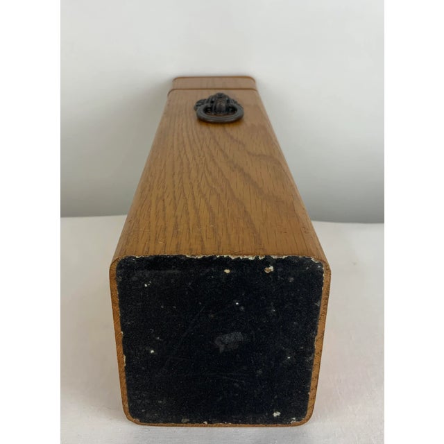 1950s Oak Fireplace Matches Holder With Brass Lion For Sale - Image 10 of 12