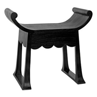 NOIR Wey Scalloped Stool, Charcoal Black For Sale