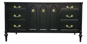 Vintage French Louis XVI Sideboard or Lowboy Reimagined in Matte Ebony