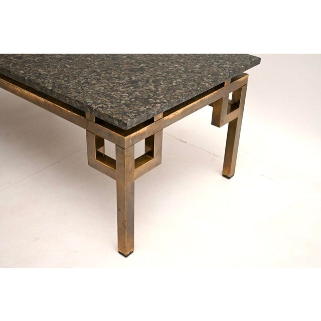 Charcoal Vintage French Brass and Marble Coffee Table, 1960 For Sale - Image 8 of 9