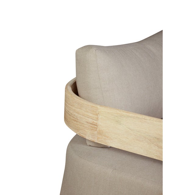 Modern Eclipse Outdoor Solid Teak Wood Love Seat Natural - Gray Fabric For Sale - Image 3 of 11