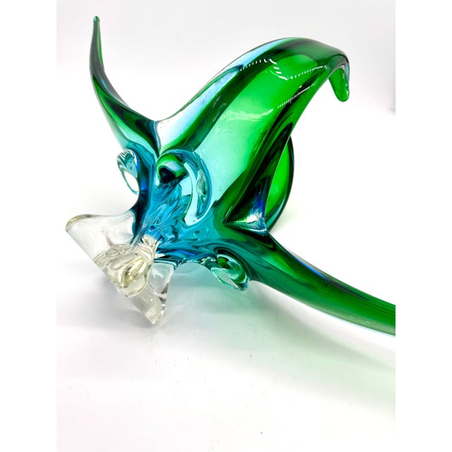 Monumental Canadian Chalet Mid-Century Art Glass Stretch Sculpture, Green & Blue, 29" For Sale - Image 4 of 9