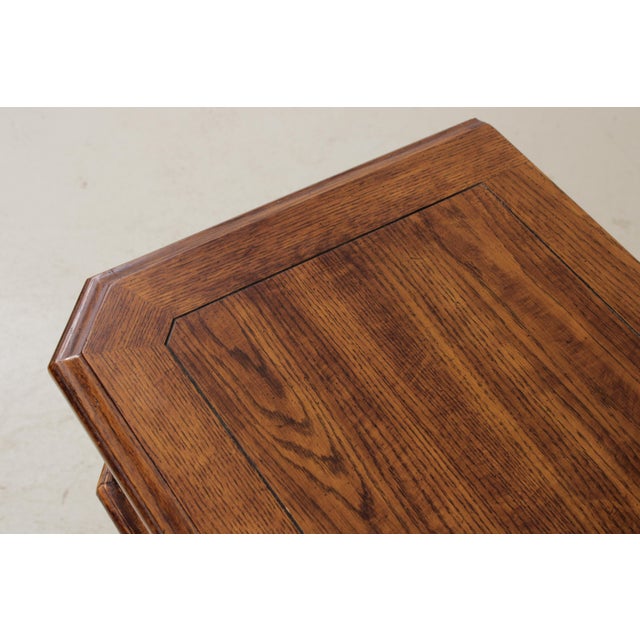 Thomasville Oak Long Dresser W. Trifold Mirror For Sale - Image 9 of 18