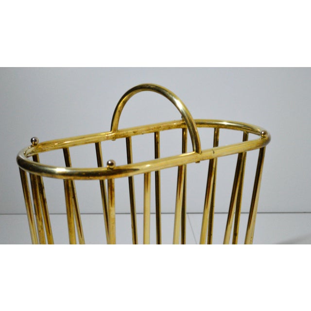 MCM Brass Oval Spindle Magazine Rack Holder For Sale In Cincinnati - Image 6 of 7