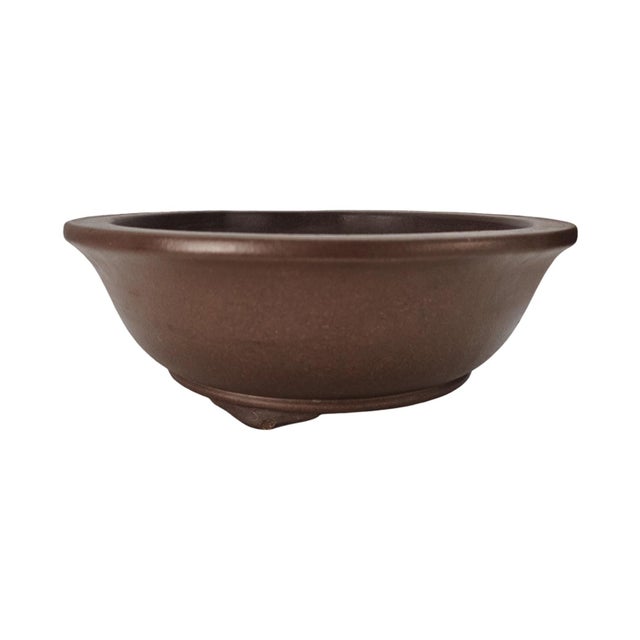 VTG Chinese Tokoname Yixing Clay Bonsai Pot Round Basin Planter Brown 11" For Sale - Image 9 of 11