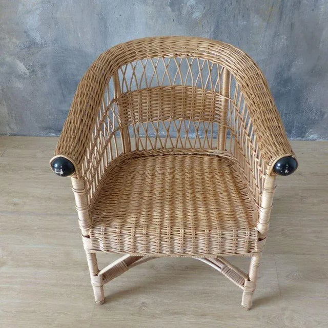 Wood Vintage Rattan Armchair, 1960s For Sale - Image 7 of 11