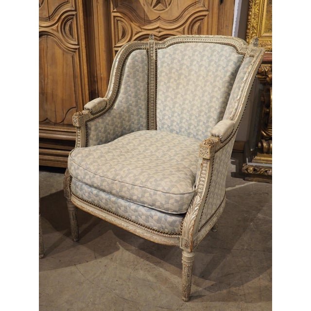 Late 18th Century Rare Pair of Period French Louis XVI His and Hers Bergère Armchairs, Circa 1780 For Sale - Image 5 of 12
