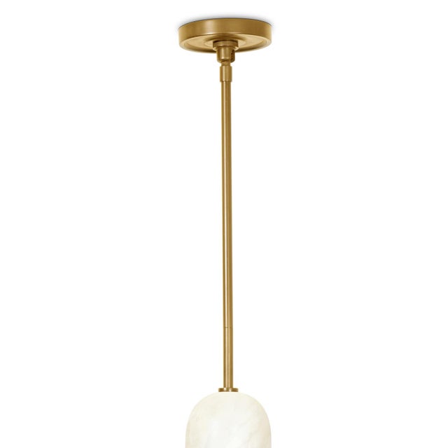 Contemporary Salon Alabaster Pendant, Natural Brass For Sale - Image 3 of 6