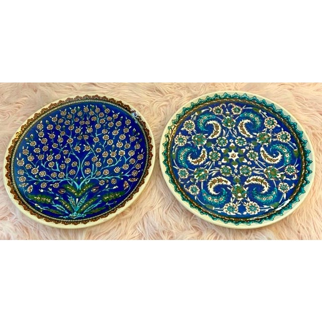 Pair of 1950s Turkish Azim Cini Hand Painted Chargers For Sale - Image 9 of 9