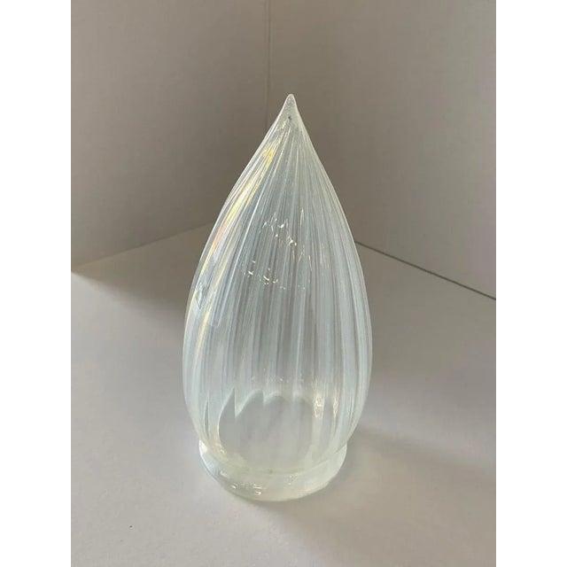 Metal 1960s Vintage Opalescent Vertical Swirl Glass Bullet Light Globe With Fitter For Sale - Image 7 of 10