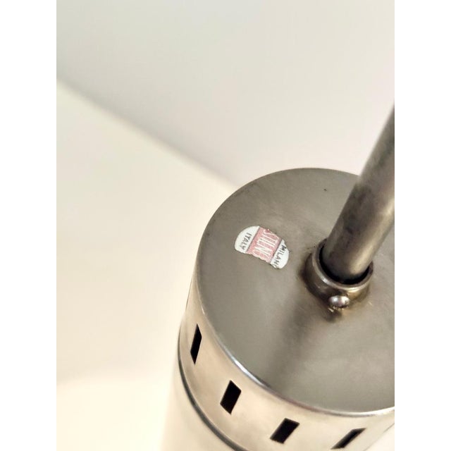 Black Vintage Opaline Glass and Chrome-Plated Brass Pendant from Stilnovo, 1960s For Sale - Image 8 of 10