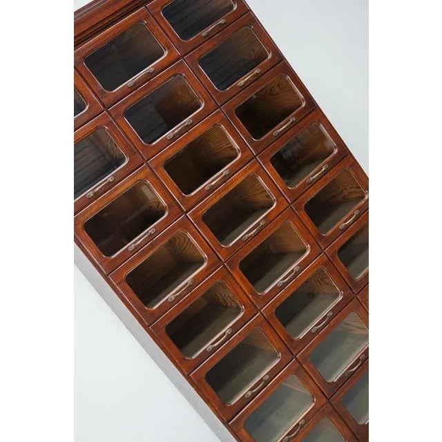 Wood English Haberdashery Shop Cabinet with Glass Fronted Drawers, 1930s For Sale - Image 7 of 18
