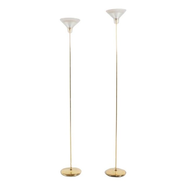 Golden Floor Lamps with Glass Shade, Set of 2 For Sale - Image 9 of 9