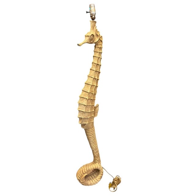 Coastal Vintage Sculptural Resin Seahorse Floor Lamp For Sale - Image 3 of 12