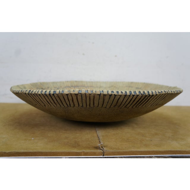 Ceramic Yelyn Vivoni Modern Ceramic Clay Decorative Bowl Platter Basket Centerpiece 19" For Sale - Image 7 of 11