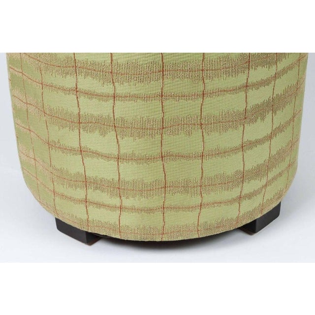 Art Deco Jade Green Round Moroccan Art Deco Upholstered Stool For Sale - Image 3 of 5