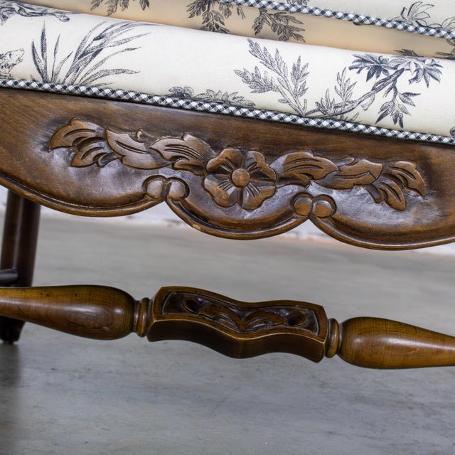 Late 20th Century French Louis XV Style Settee by Highland House Black and White Toile De Jouy For Sale - Image 13 of 18
