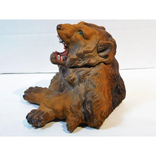 1900 Antique Painted White Metal Lion Inkwell For Sale In Boston - Image 6 of 13