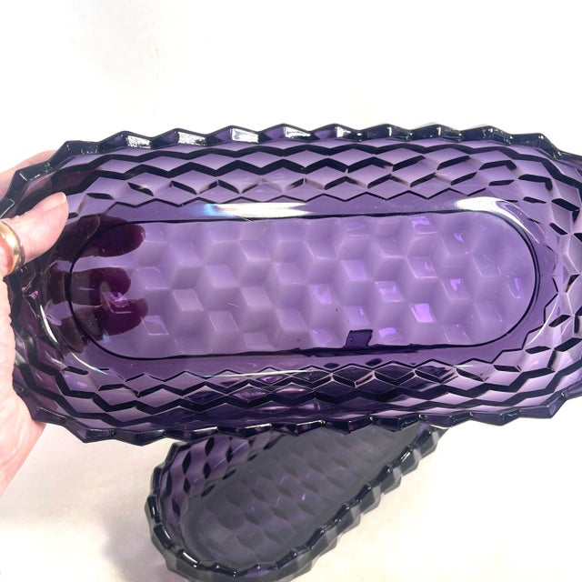 20th Century Fostoria American Purple Glass Serving Dish Pair For Sale In Louisville - Image 6 of 11