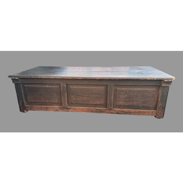 Antique Carved Wood Cassone Blanket Chest Trunk Coffee Table 60” Renaissance For Sale - Image 9 of 10
