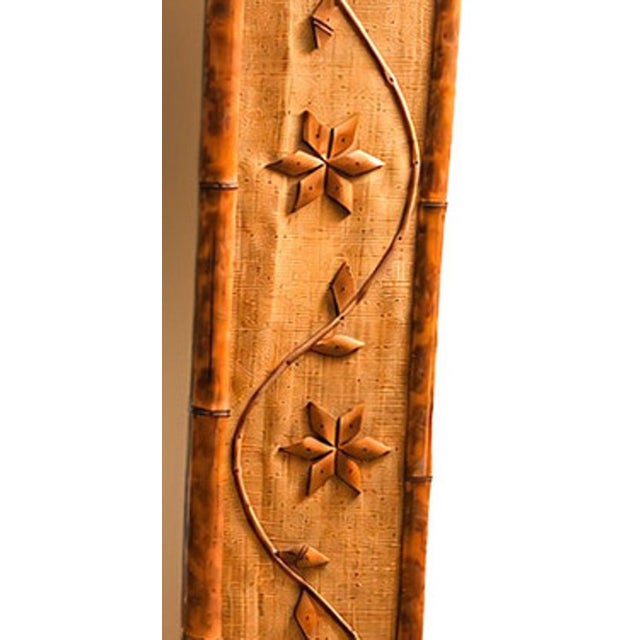 1960s 1960s Italian Coastal Carved Ornate Bamboo & Rice Mat Riviera Wall Mirror For Sale - Image 5 of 6