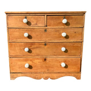 19th Century Antique English White Pine Dresser With Dovetail Joints For Sale