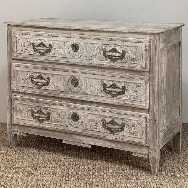 French Country 18th Century Country French Whitewashed Commode With Bronze Hardware For Sale - Image 3 of 18