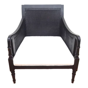 1980s Vintage Faux Bamboo and Cane Lounge Chair