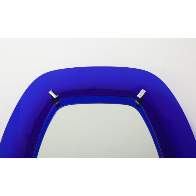 1960's Blue Cobalt Floating Frame Italian Wall Mirror For Sale In New York - Image 6 of 10