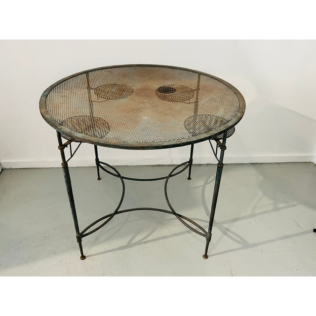 Metal 1950s Mario Papperzini for Salterini Garden Dining Table With Drink Holders Italy Rare! Attributed For Sale - Image 7 of 13
