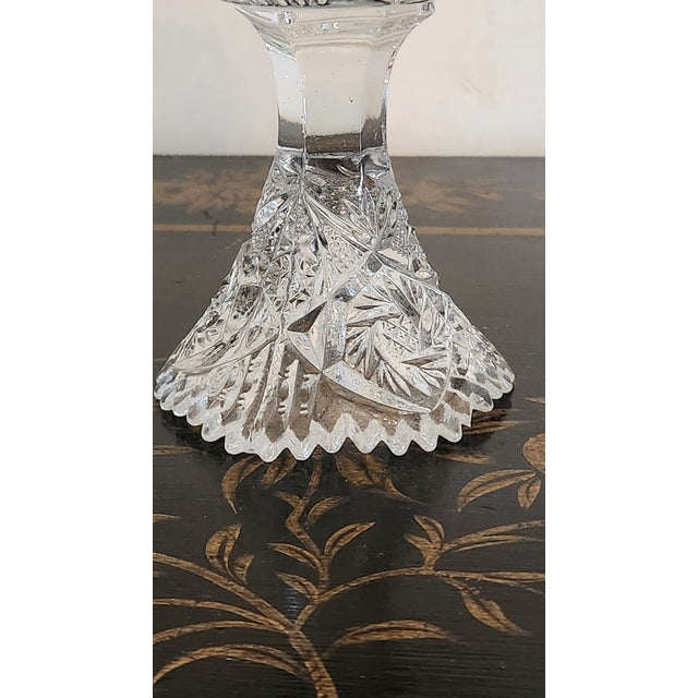 Antique Imperial Glass Nucut Footed Compote in Clear Pressed Glass With Sawtooth Rim For Sale - Image 14 of 18