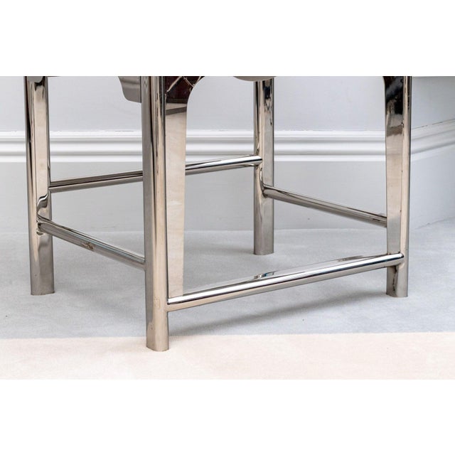 Vincent Wolf Stainless Steel Ming Style Official’s Hat Armchair For Sale - Image 9 of 10