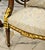 French Louis XVI Damask Accent Armchair With Hand-Carved Wood Frame & Gold Leaf Details For Sale - Image 4 of 6