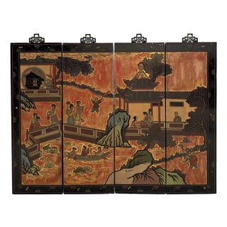 Mid-20th Century Chinese Coromandel Lacquer Wall Panels, Set of 4 For Sale