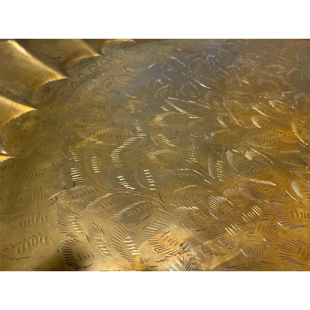 Mid 20th Century Vintage Sarna Indian Embossed Brass Collapsable Tray Table For Sale - Image 14 of 17