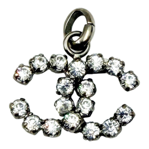 Chanel Silver CC Rocky Crystal Pendant